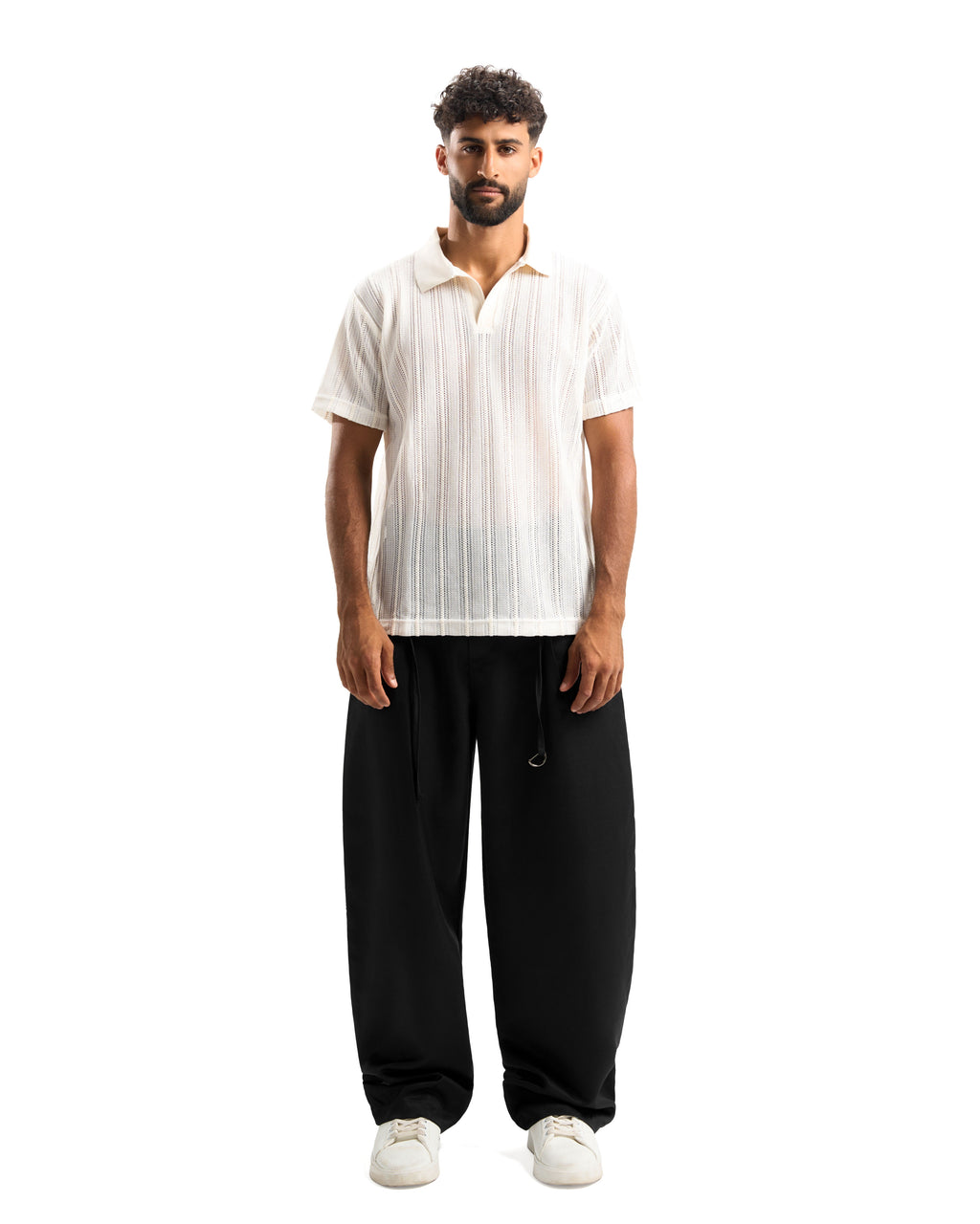 White Knitted polo