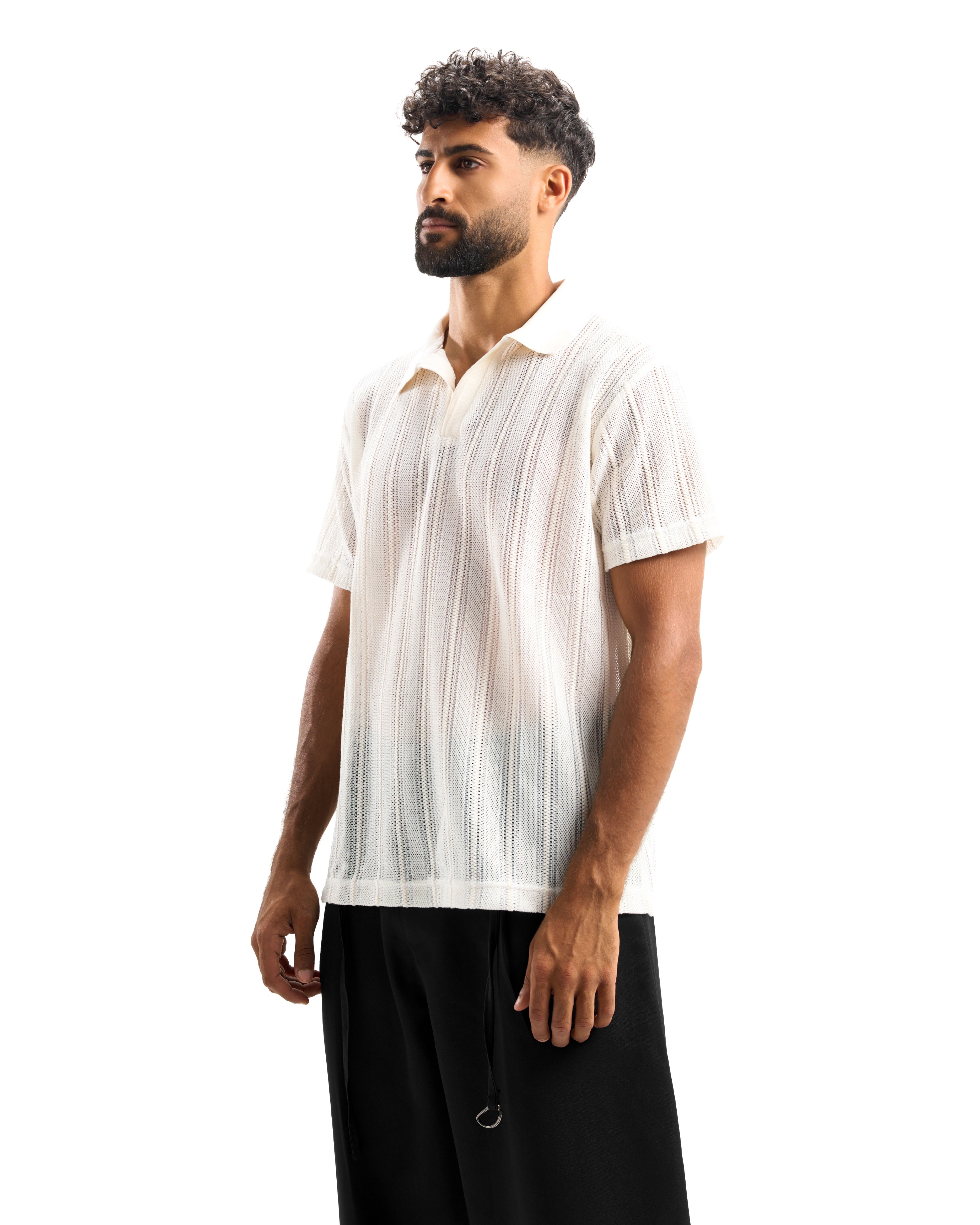White Knitted polo