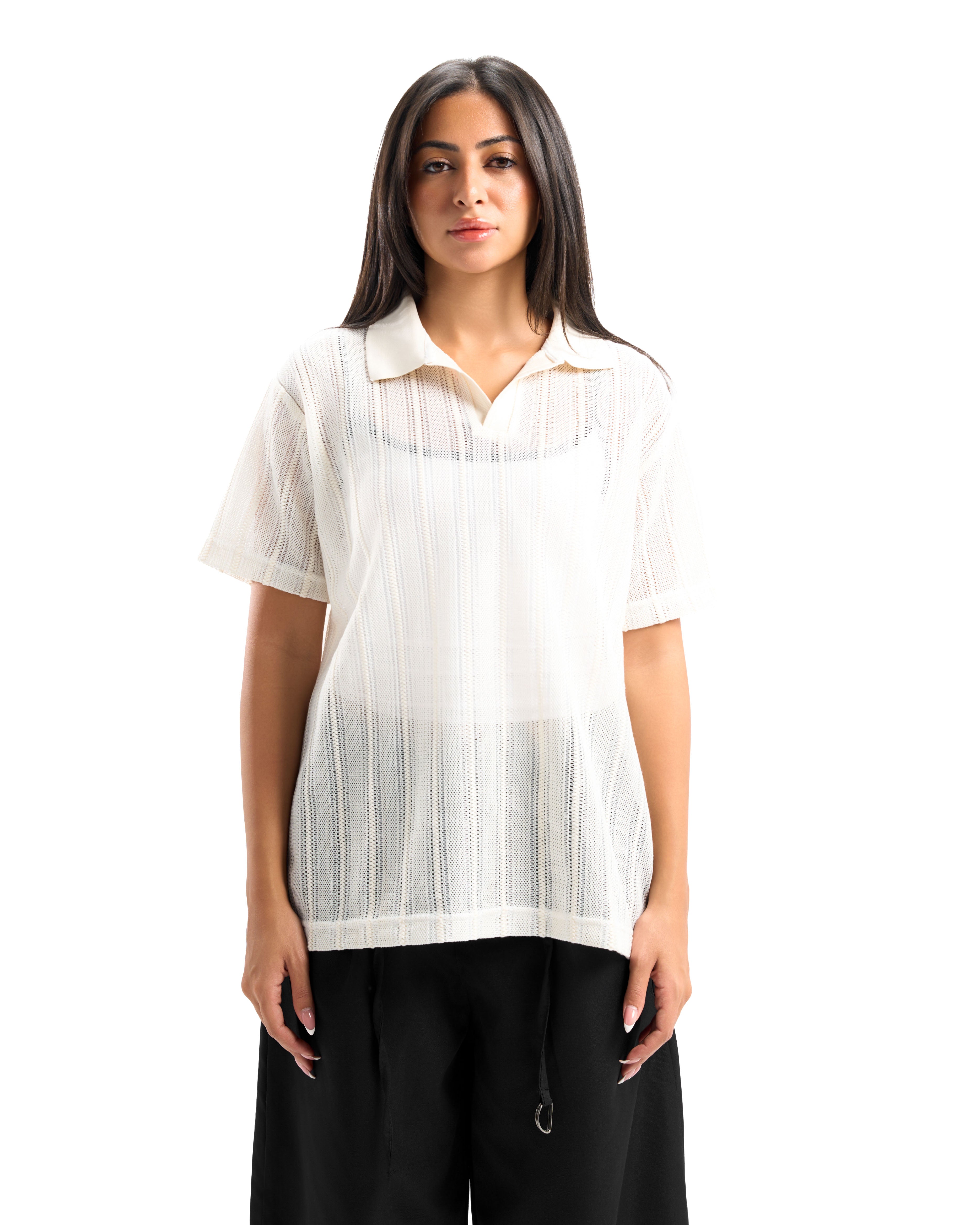 White Knitted polo