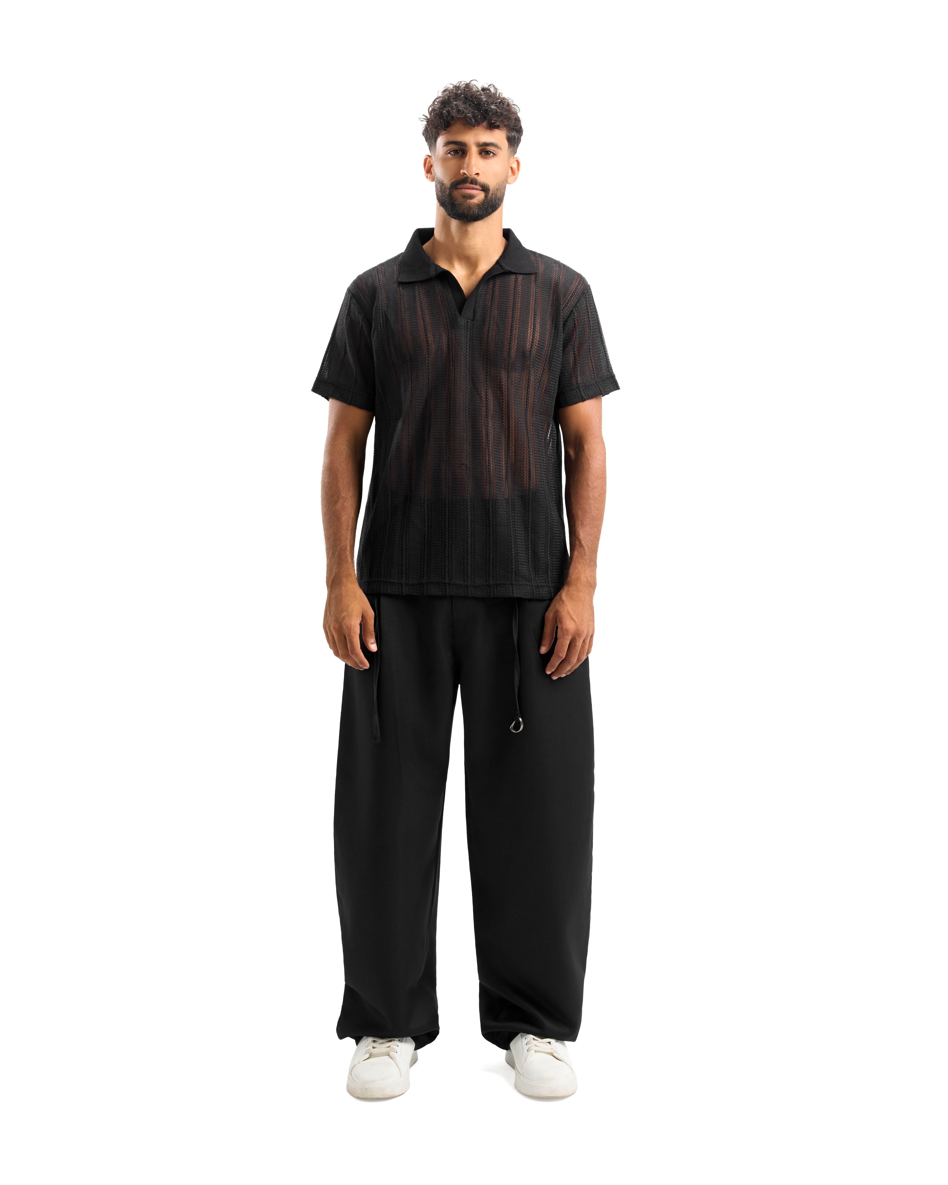 Black Knitted Polo