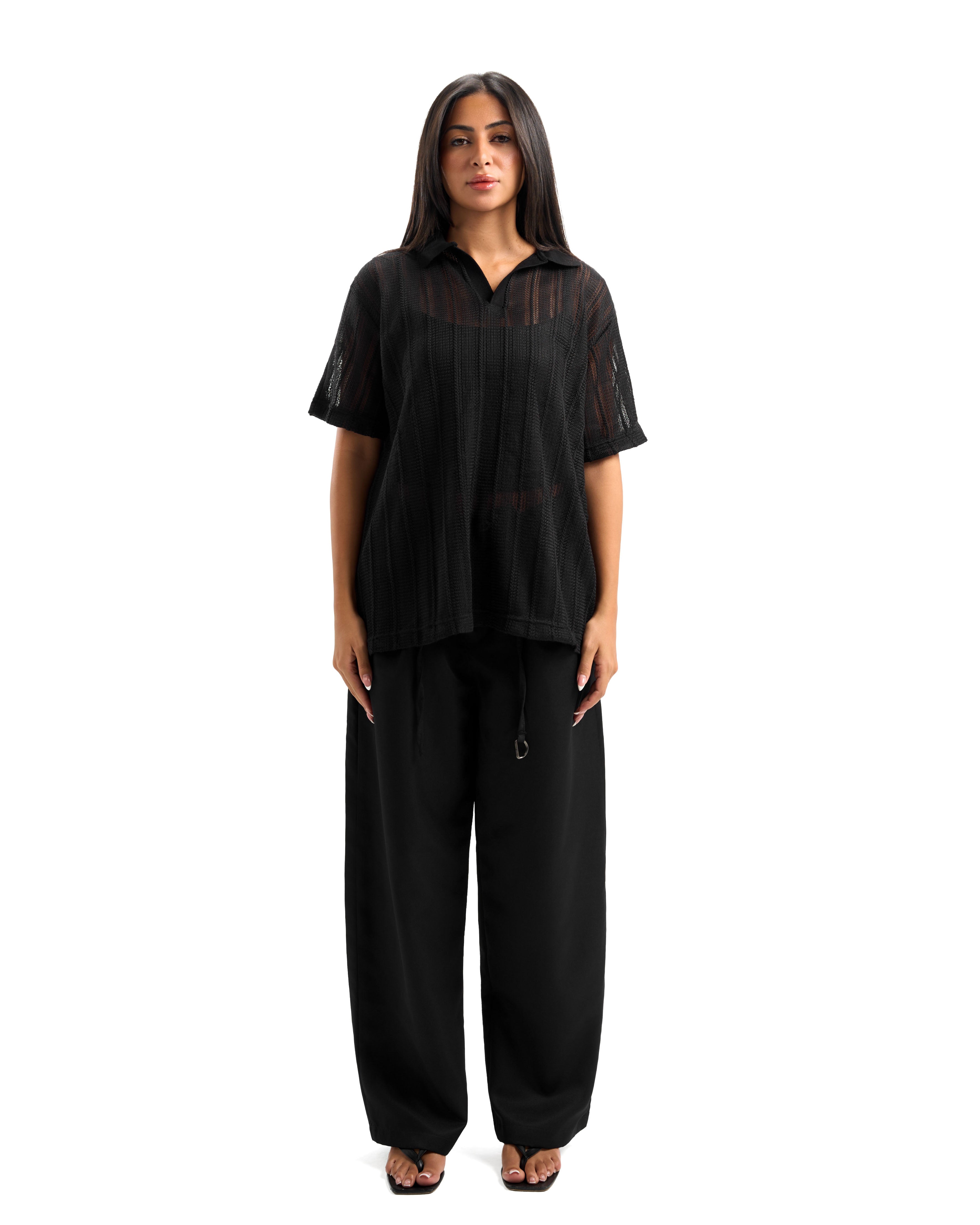 Black Knitted Polo