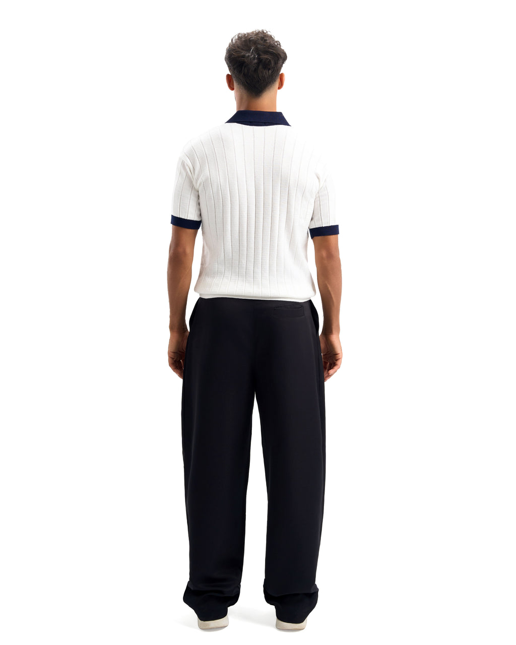 White/Navy Blue Rounded Polo
