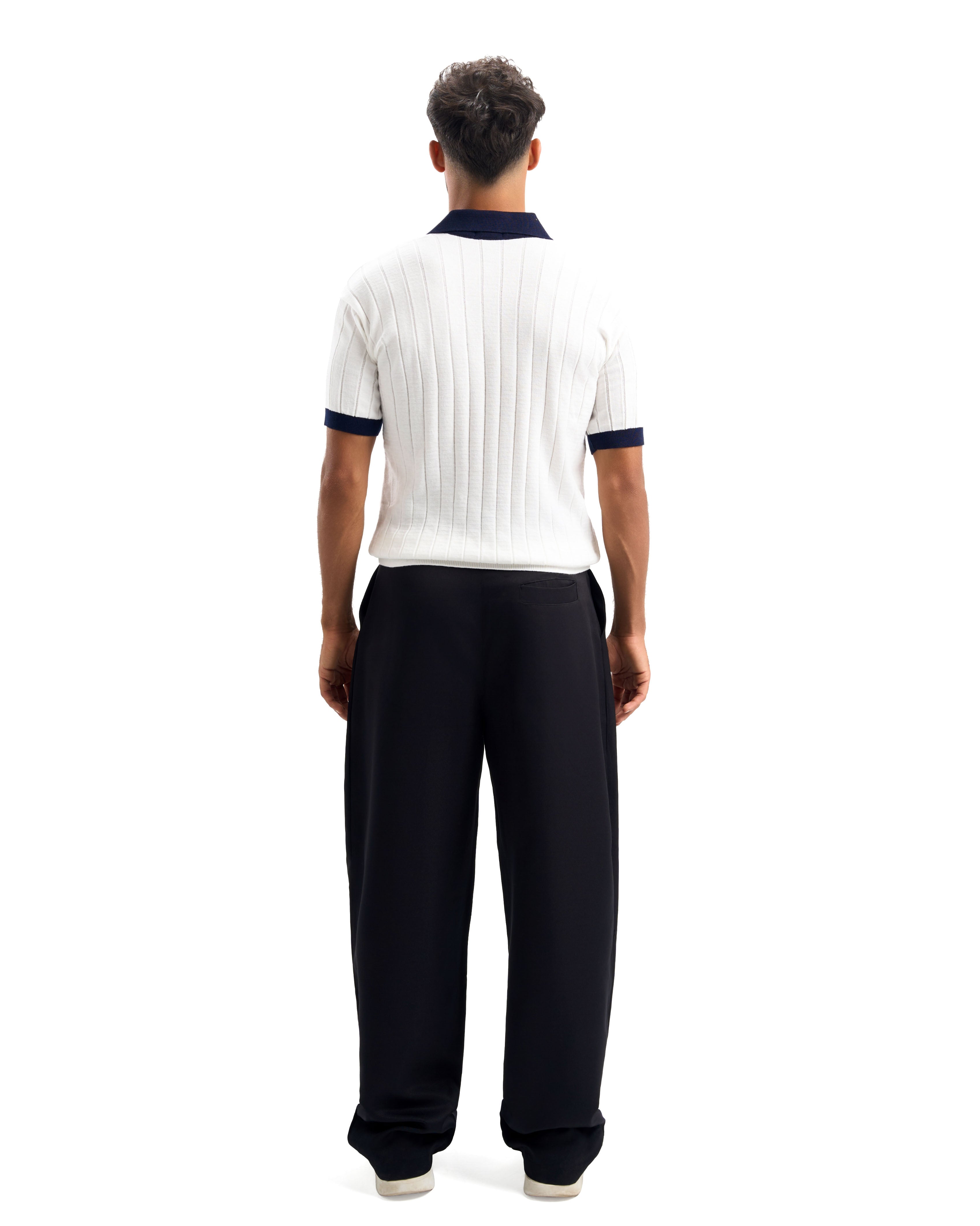 White/Navy Blue Rounded Polo