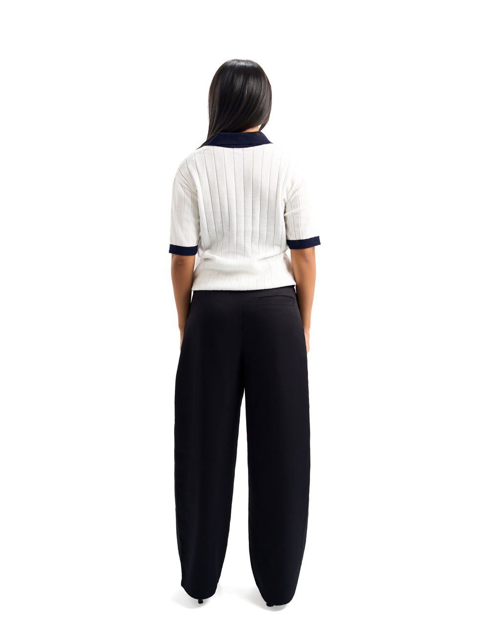 White/Navy Blue Rounded Polo