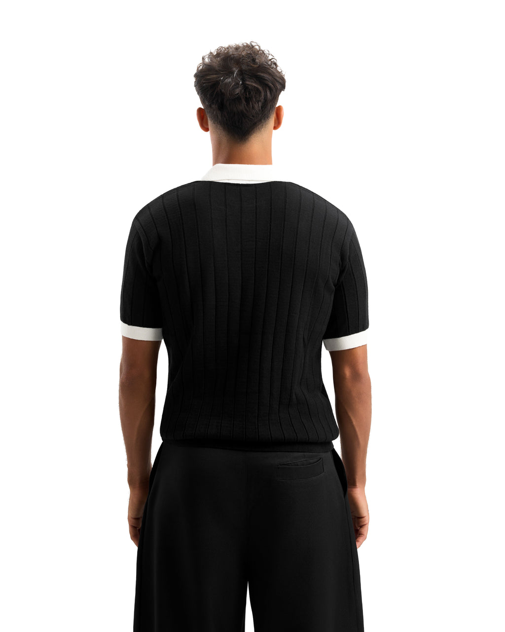 Black/White Rounded Polo