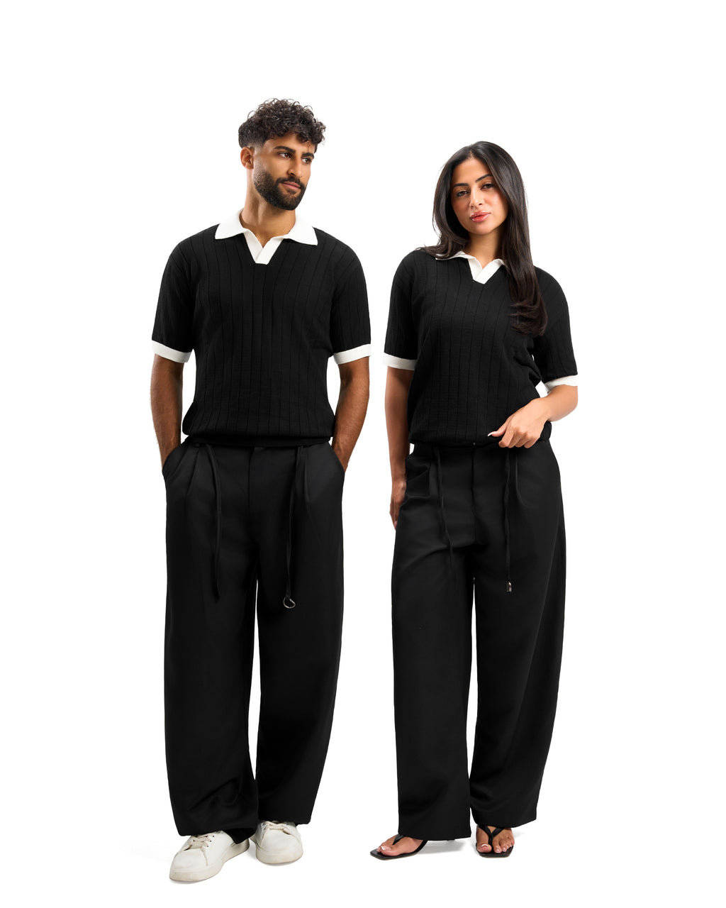 Black/White Rounded Polo