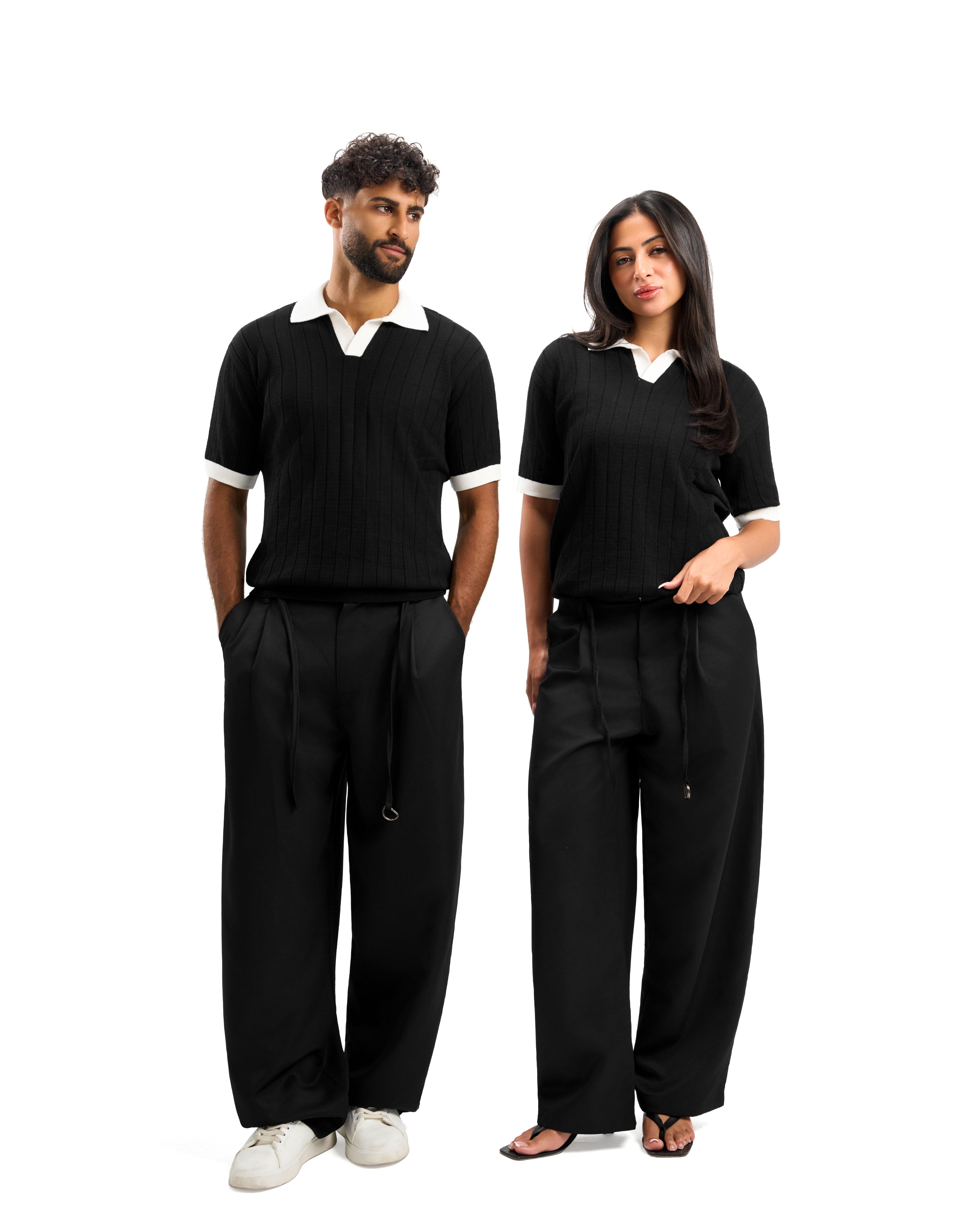 Black/White Rounded Polo