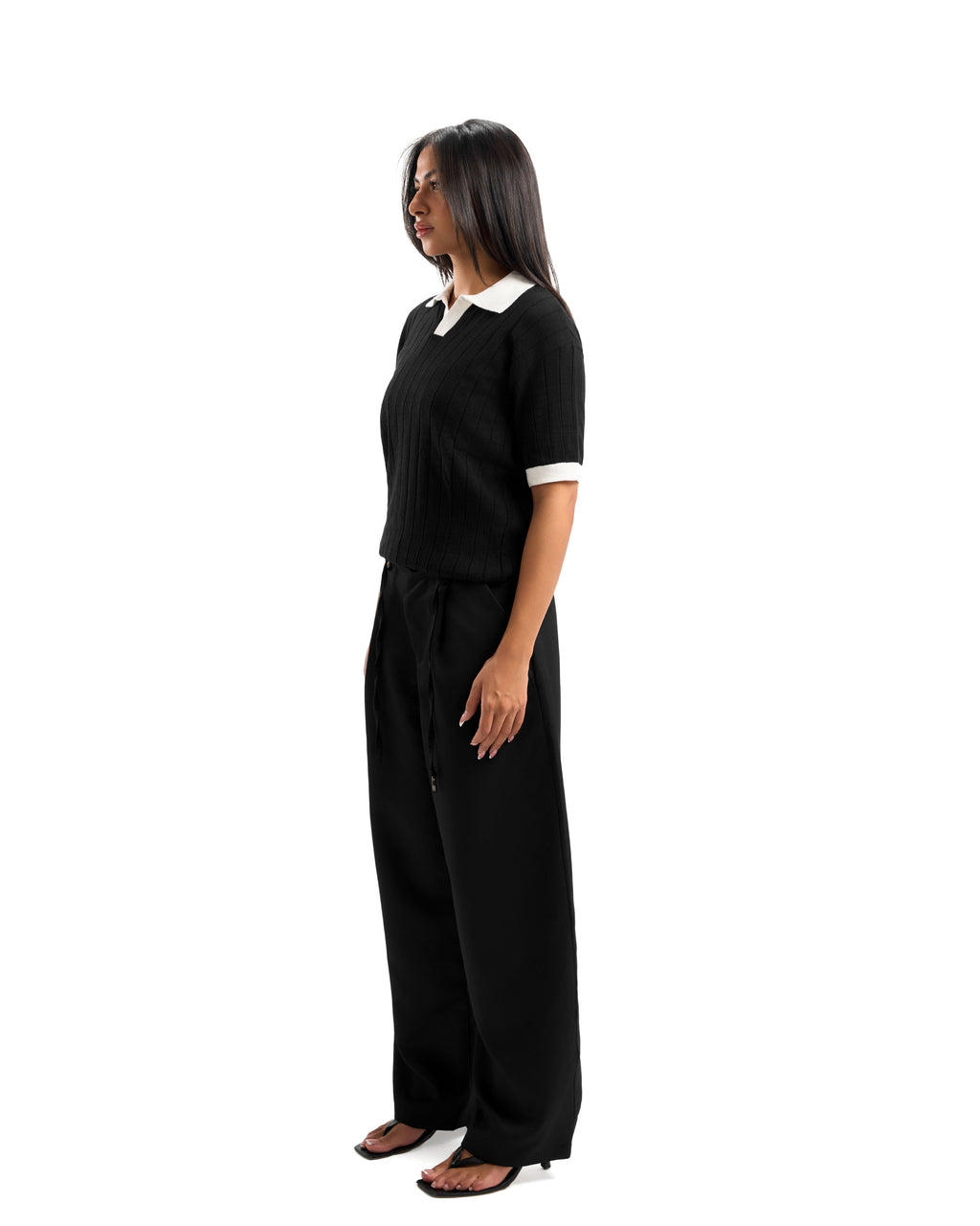 Black/White Rounded Polo